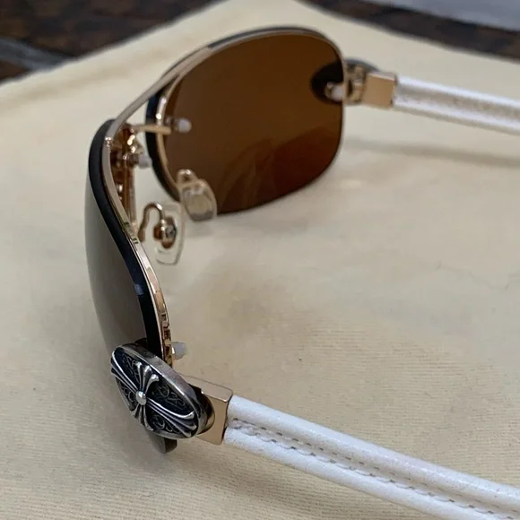 CHROME HEARTS LEATHER/ STERLING SILVER SUNGLASSES display picture 2